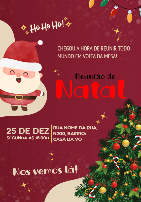 Convite de Natal com Papai Noel para Editar Online Convite de Natal com Papai Noel para Editar Online