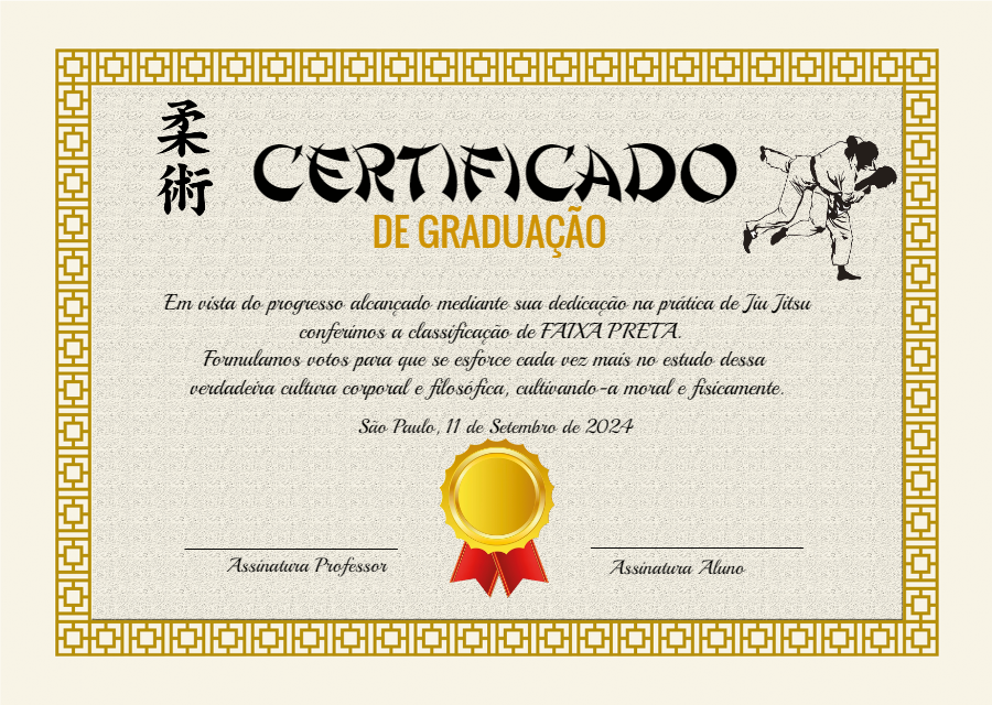 Certificado de Graduação Jiu Jitsu Editável Online Certificado de Graduação Jiu Jitsu Editável Online