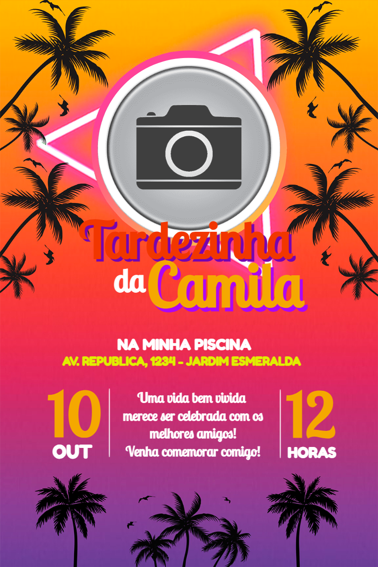 Convite Aniversário Tardezinha com Foto para Editar Online Convite Aniversário Tardezinha com Foto para Editar Online