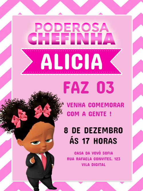 Convite Aniversário Poderosa Chefinha para Editar Online Convite Aniversário Poderosa Chefinha para Editar Online