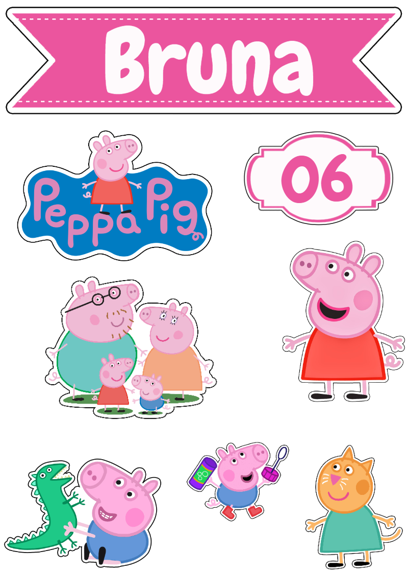 Topo de Bolo Peppa Pig para Festa Infantil Editável Online Topo de Bolo Peppa Pig para Festa Infantil Editável Online