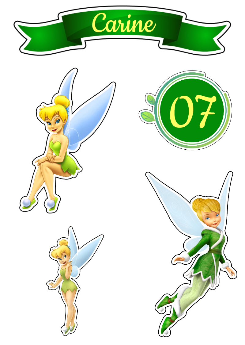 Topo de Bolo Sininho Editável com Personagens para Imprimir Topo de Bolo Sininho Editável com Personagens para Imprimir