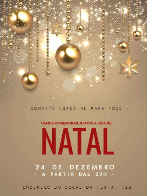 Convite de Natal Dourado Elegante para Editar Online Convite de Natal Dourado Elegante para Editar Online