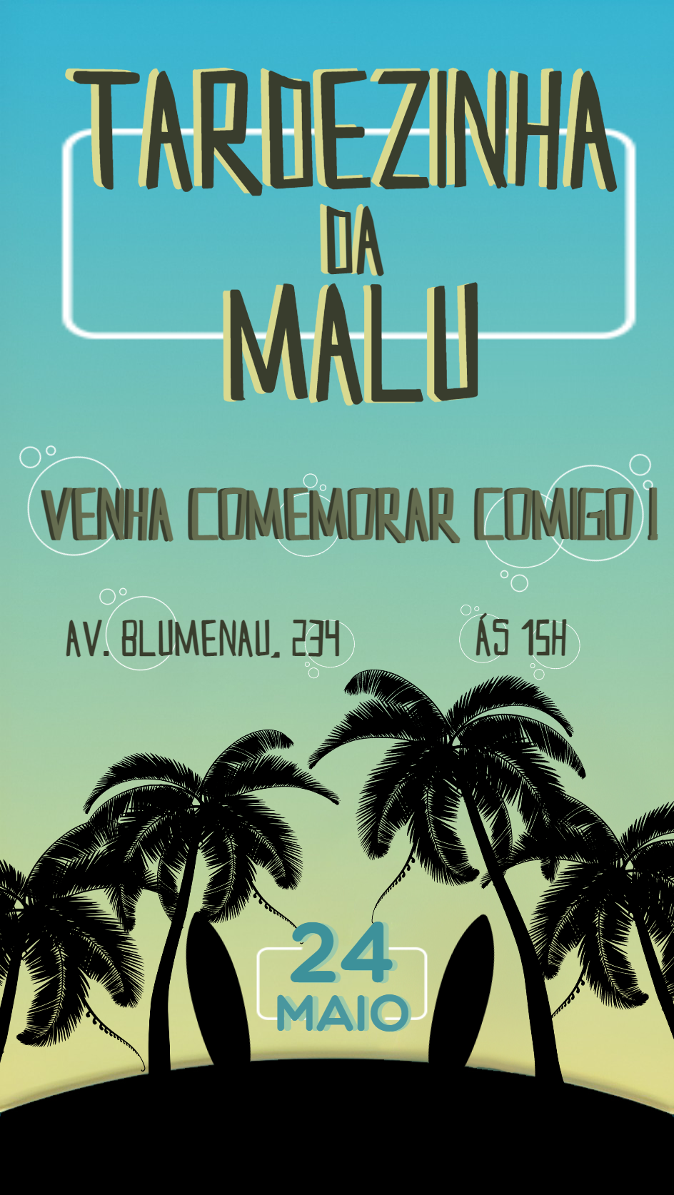 Convite Aniversário Tardezinha Praia para Editar Online Convite Aniversário Tardezinha Praia para Editar Online