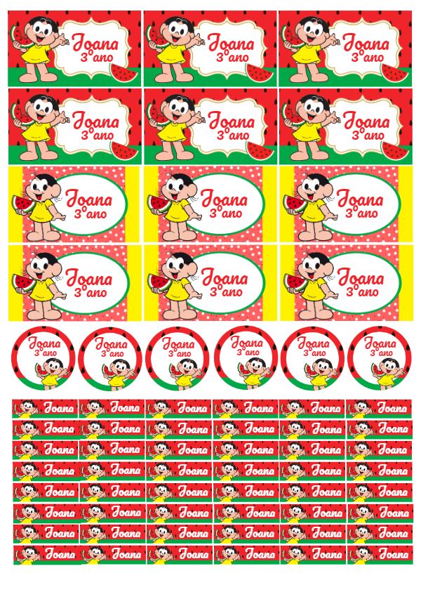 Etiqueta Escolar Magali com Tema Melancia para Editar Online Etiqueta Escolar Magali com Tema Melancia para Editar Online