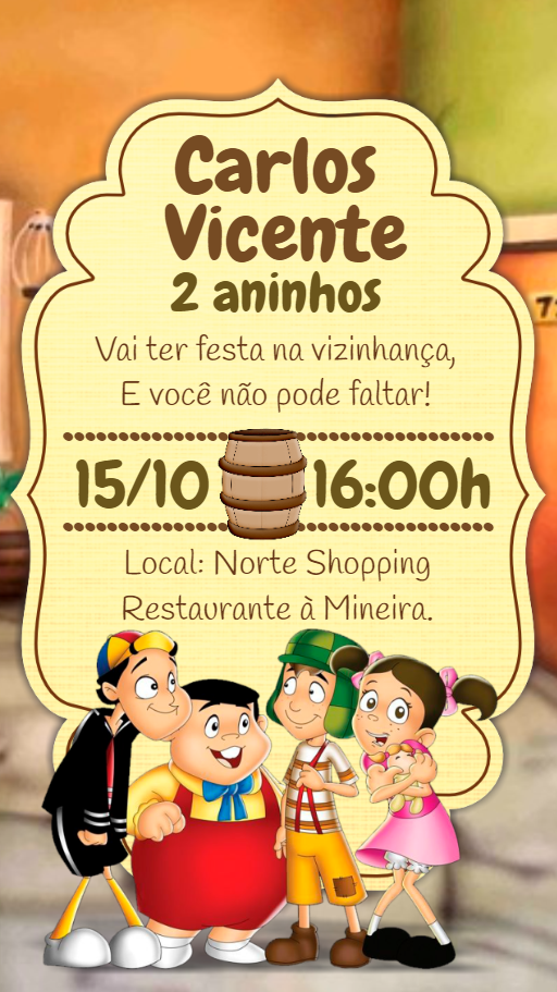 Convite Aniversário Chaves Desenho para Editar Online Convite Aniversário Chaves Desenho para Editar Online