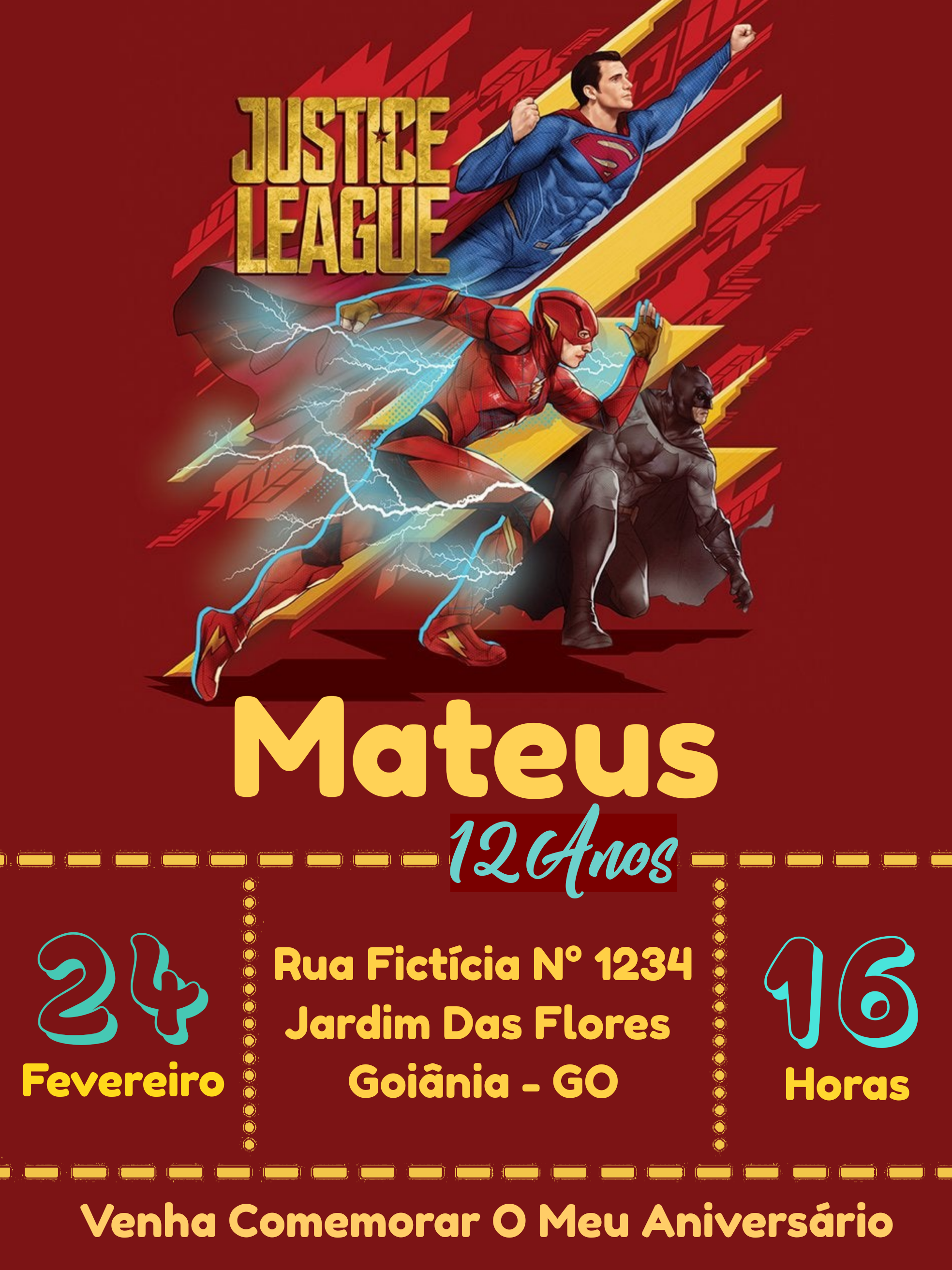 Convite de Aniversário Liga da Justiça para Editar Online Convite de Aniversário Liga da Justiça para Editar Online