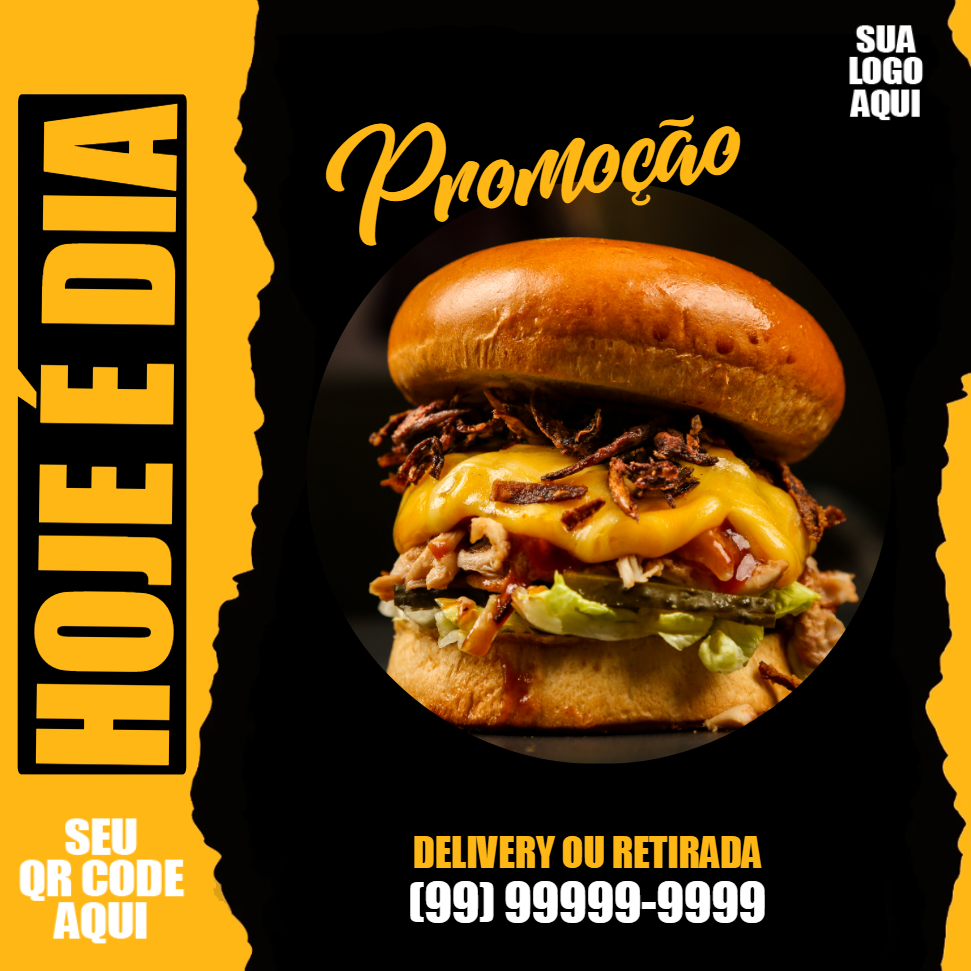 Post de Promoção para Hamburgueria para Editar Online Post de Promoção para Hamburgueria para Editar Online