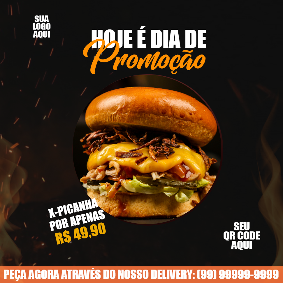 Post de Promoção para Hamburgueria para Editar Online Post de Promoção para Hamburgueria para Editar Online