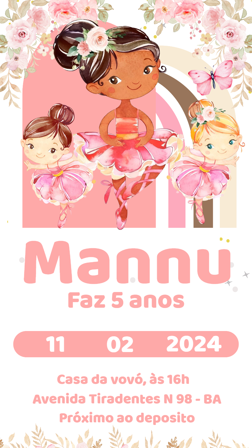 Convite Aniversário Bailarina Negra para Editar Online Convite Aniversário Bailarina Negra para Editar Online