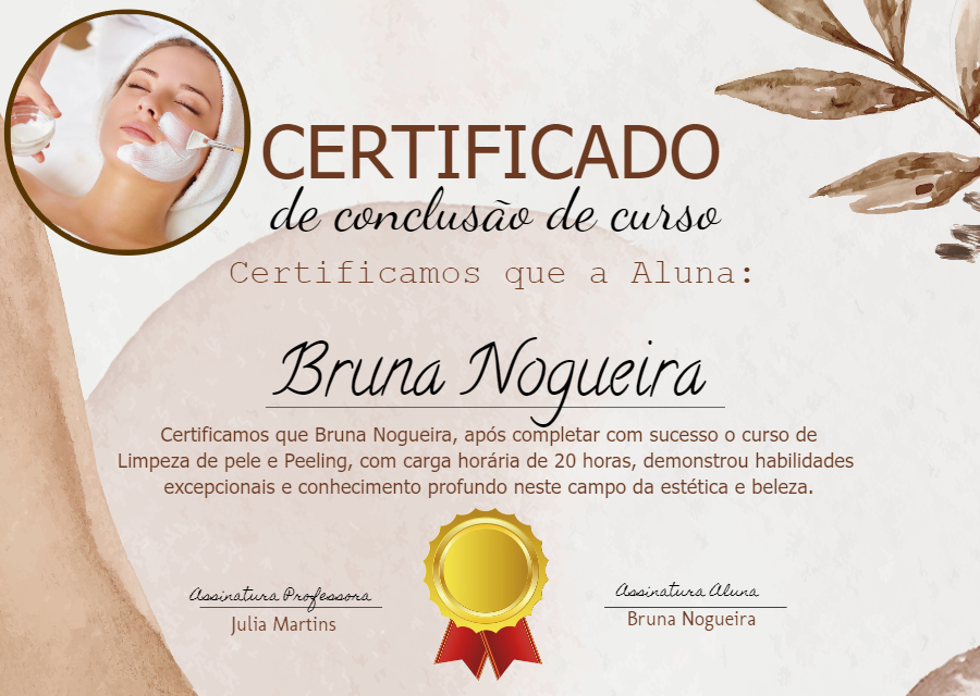 Certificado de Curso de Estética com Foto para Editar Online Certificado de Curso de Estética com Foto para Editar Online