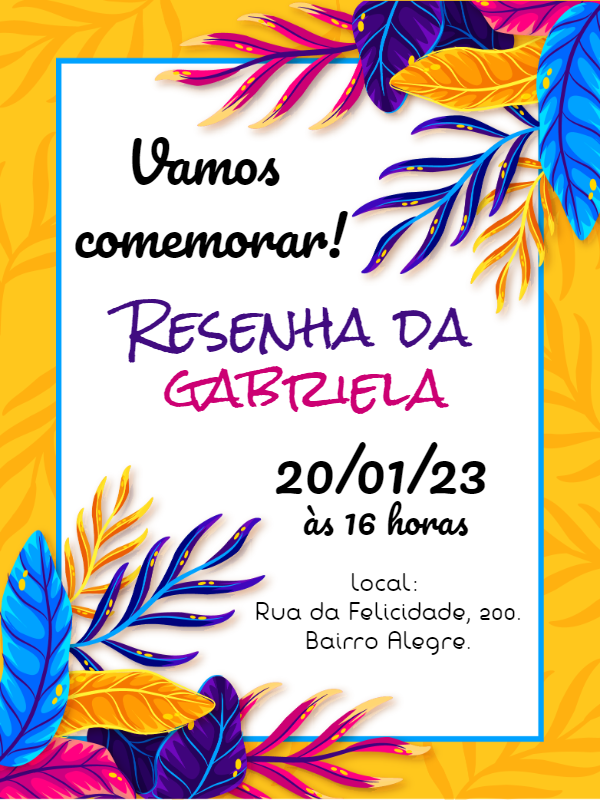 Convite Aniversário Resenha Tropical para Editar Online Convite Aniversário Resenha Tropical para Editar Online
