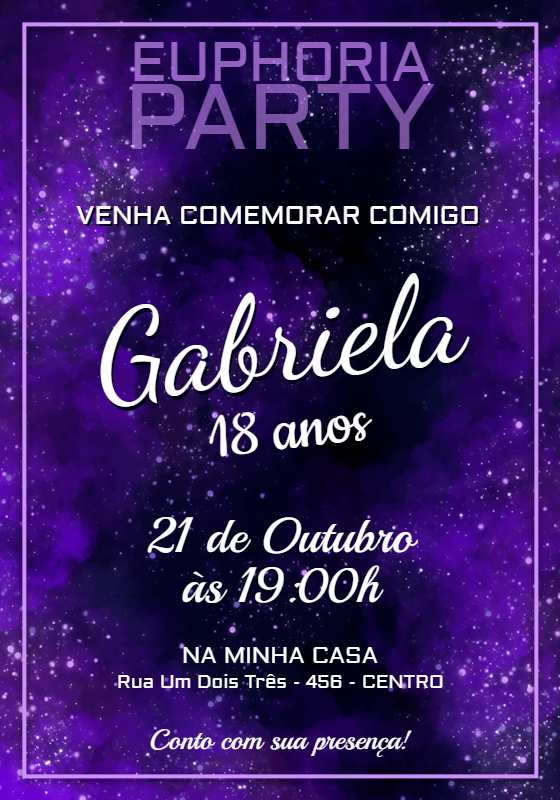 Convite de Aniversário Tema Euphoria para Editar Online Convite de Aniversário Tema Euphoria para Editar Online