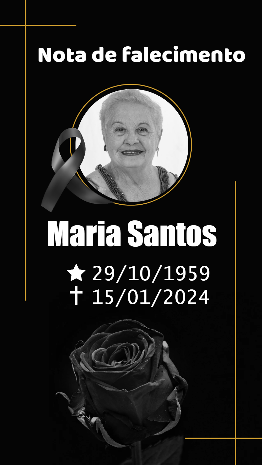 Modelo de Nota de Falecimento com Foto para Editar Online Modelo de Nota de Falecimento com Foto para Editar Online