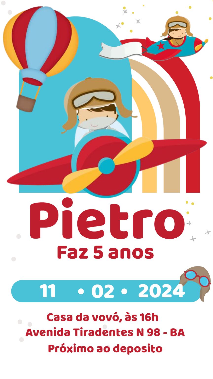 Convite Aniversário Menino Aviador para Editar Online Convite Aniversário Menino Aviador para Editar Online