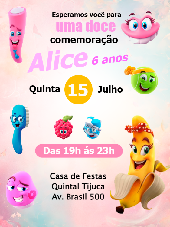 Convite de Aniversário Fini Candy Color para Editar Online Convite de Aniversário Fini Candy Color para Editar Online