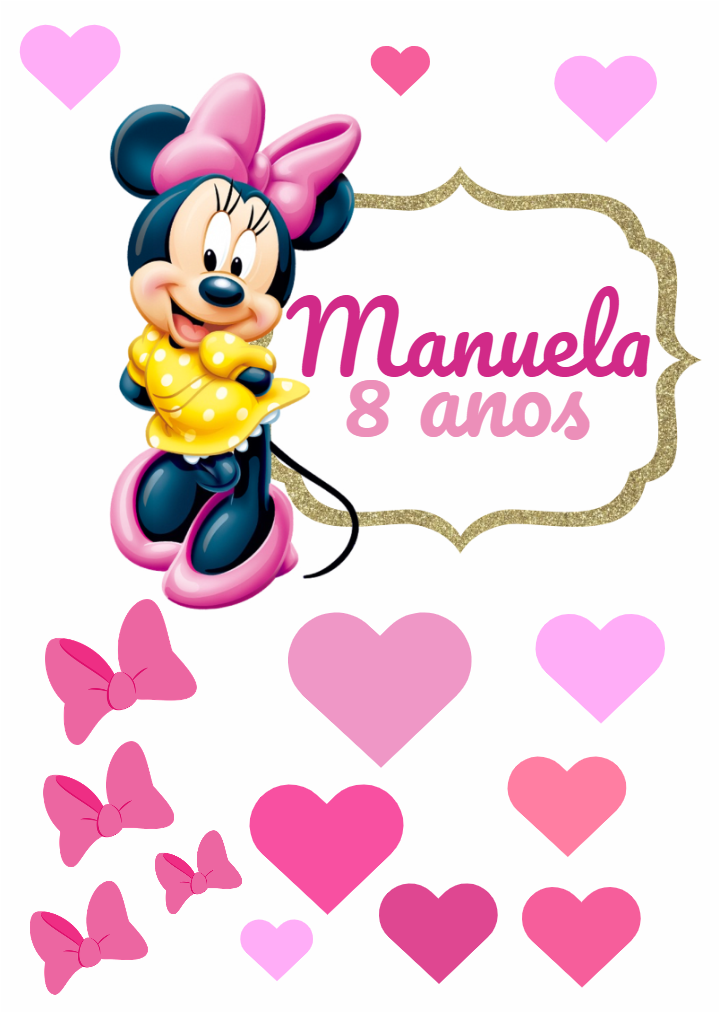 Topo de Bolo Minnie Rosa para Aniversário Editável Online Topo de Bolo Minnie Rosa para Aniversário Editável Online