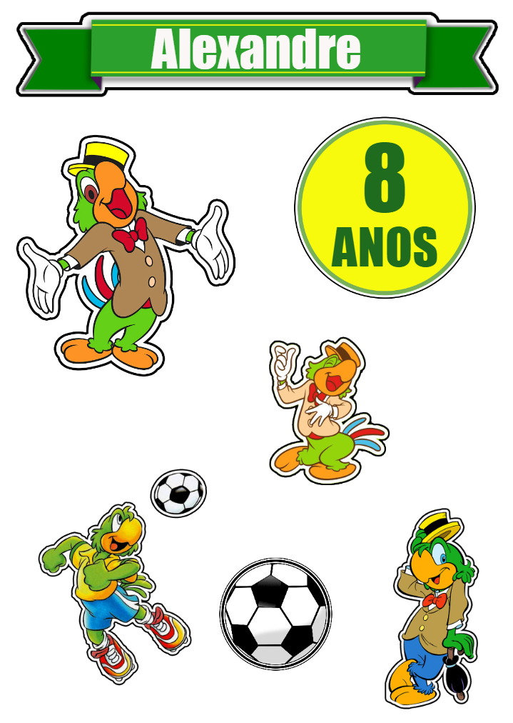 Topo de Bolo Zé Carioca Aniversário Editável para Imprimir Topo de Bolo Zé Carioca Aniversário Editável para Imprimir