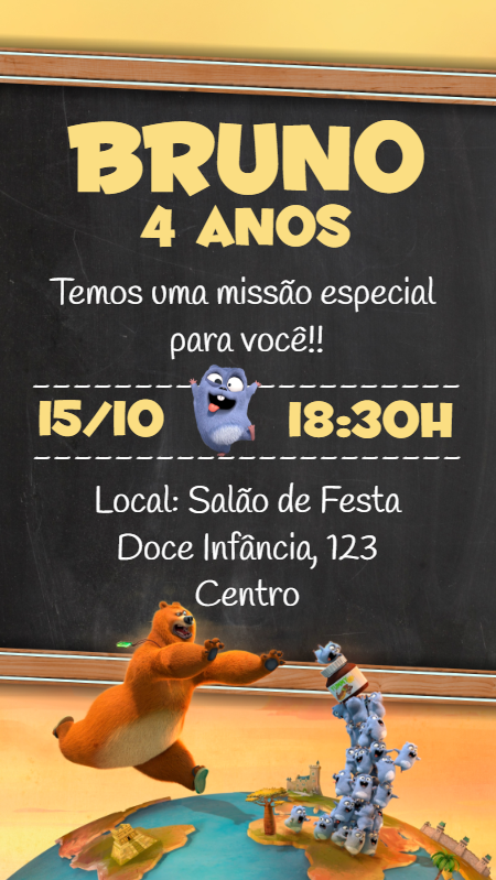 Convite Aniversário Grizzy e os Lemmings para Editar Online Convite Aniversário Grizzy e os Lemmings para Editar Online