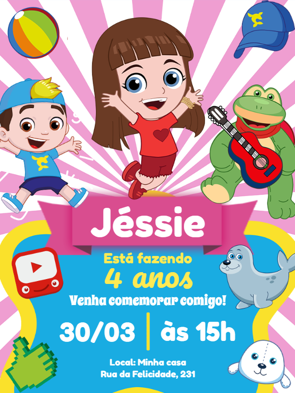 Convite de Aniversário Luccas Neto e Aventureiros para Editar Convite de Aniversário Luccas Neto e Aventureiros para Editar