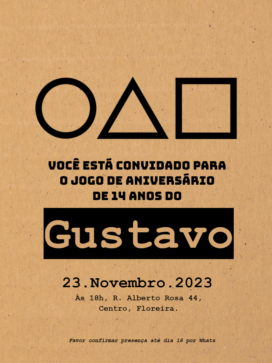 Convite de Aniversário Squid Game Round 6 para Editar Online Convite de Aniversário Squid Game Round 6 para Editar Online