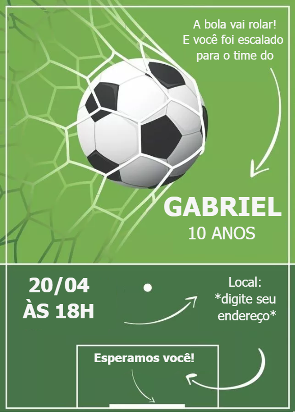 Convite de Aniversário Futebol para Editar Online Convite de Aniversário Futebol para Editar Online
