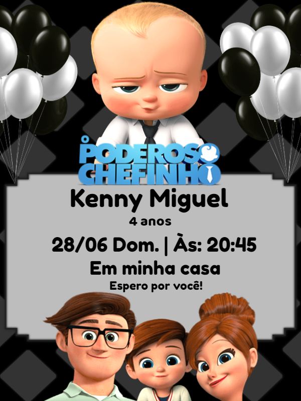 Convite de Aniversário O Poderoso Chefinho para Editar Online Convite de Aniversário O Poderoso Chefinho para Editar Online