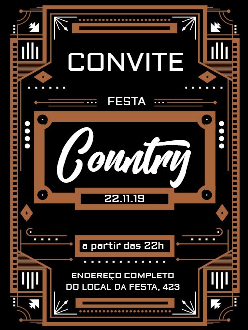 Convite Festa Country Rústico para Editar Online Convite Festa Country Rústico para Editar Online