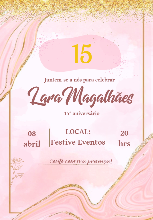 Convite 15 Anos Mármore Rosa e Dourado para Editar Online Convite 15 Anos Mármore Rosa e Dourado para Editar Online