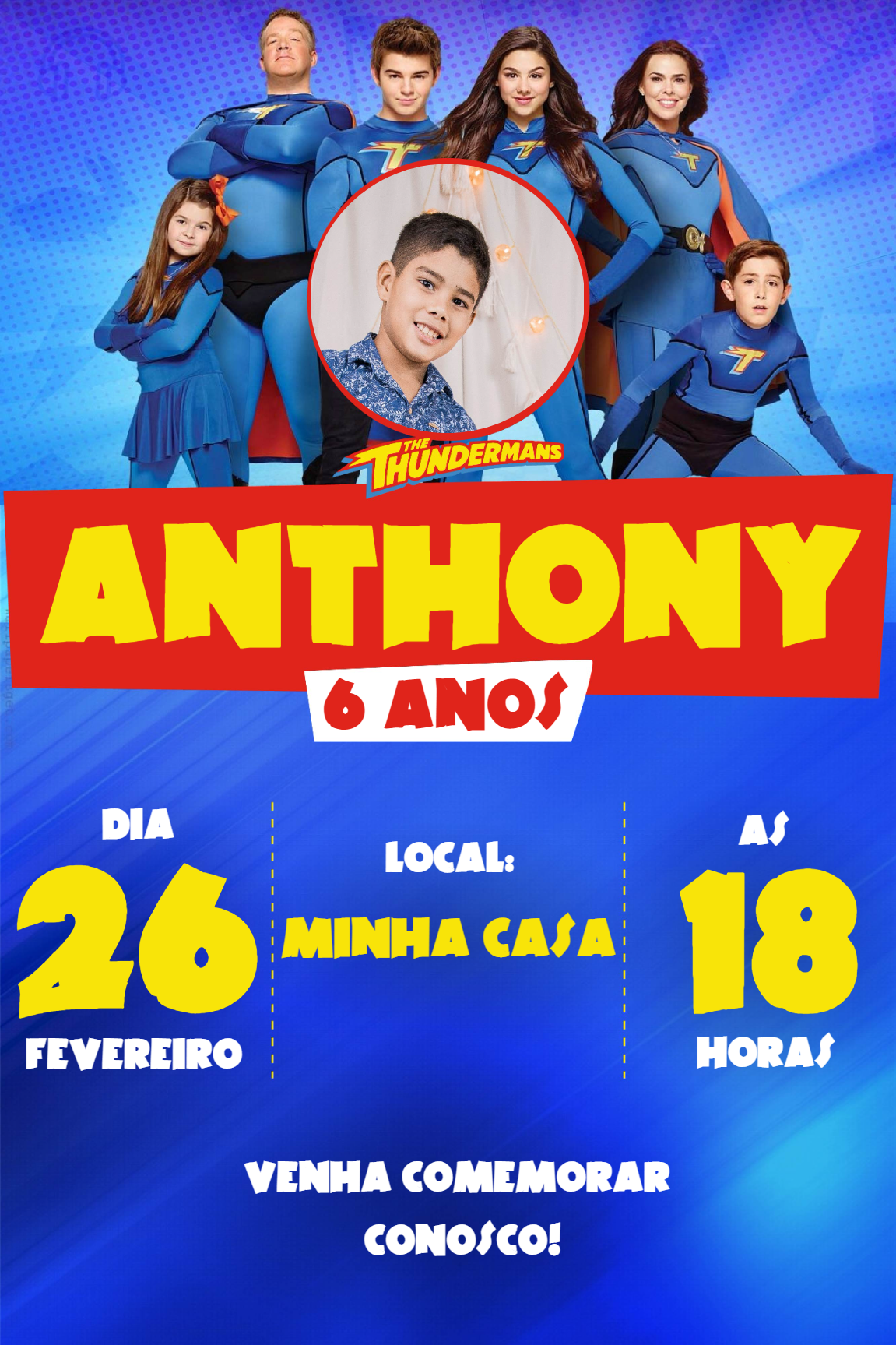 Convite Aniversário The Thundermans com Foto para Editar Convite Aniversário The Thundermans com Foto para Editar