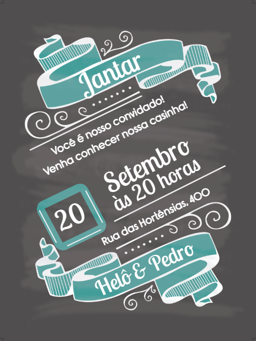 Convite de Jantar Casa Nova estilo Lousa para Editar Convite de Jantar Casa Nova estilo Lousa para Editar