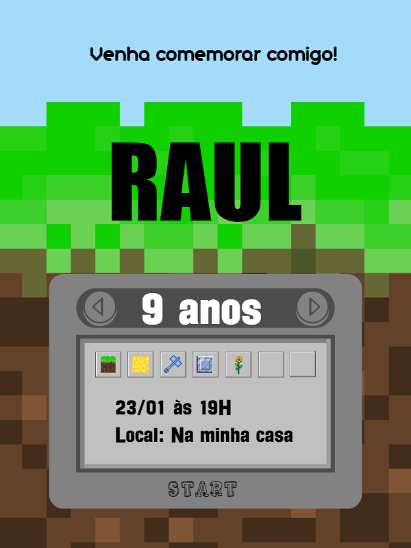 Convite de Aniversário Vídeo Game Pixelado para Editar Online