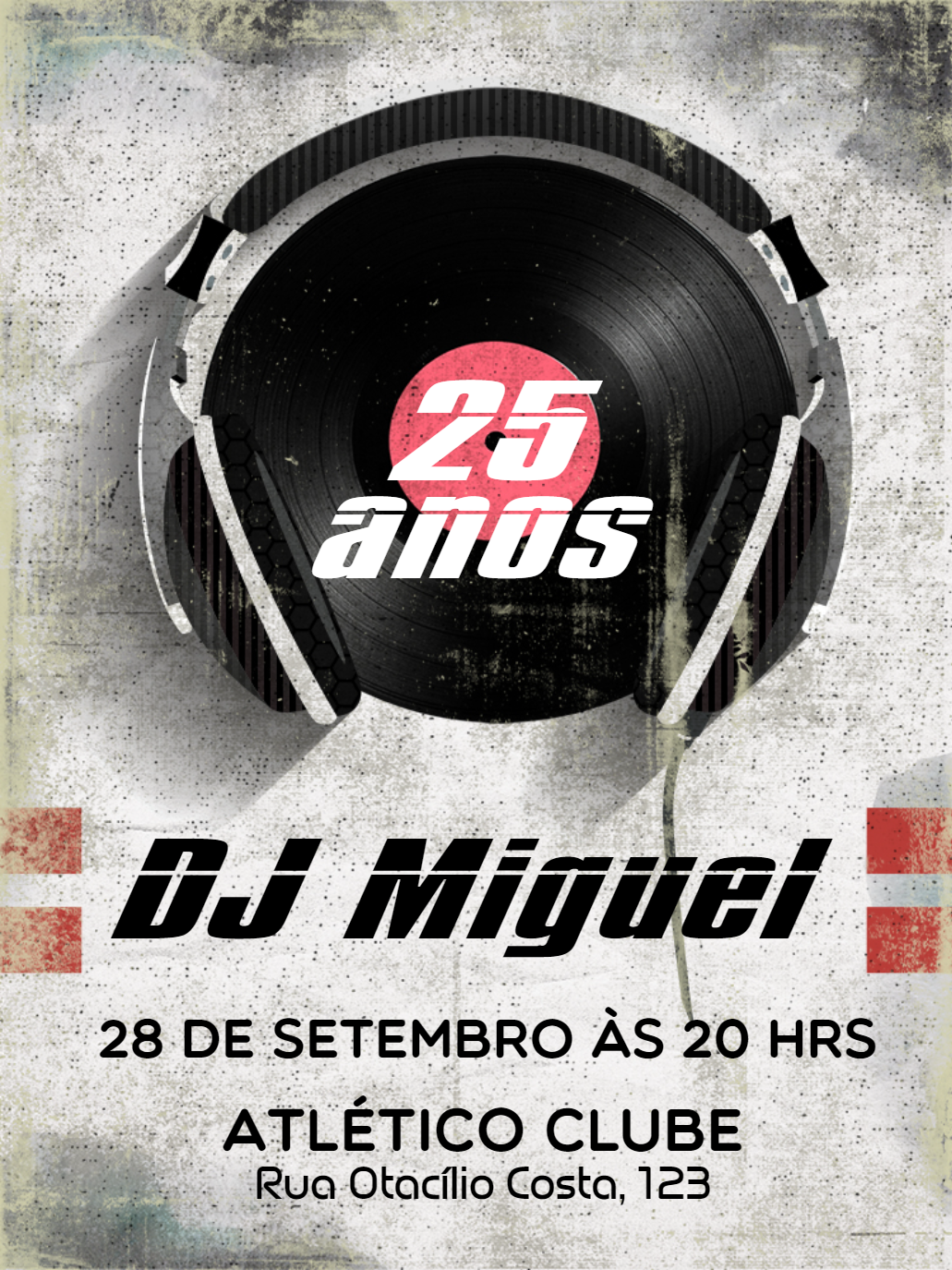Convite de Aniversário DJ com Vinil para Editar Online Convite de Aniversário DJ com Vinil para Editar Online