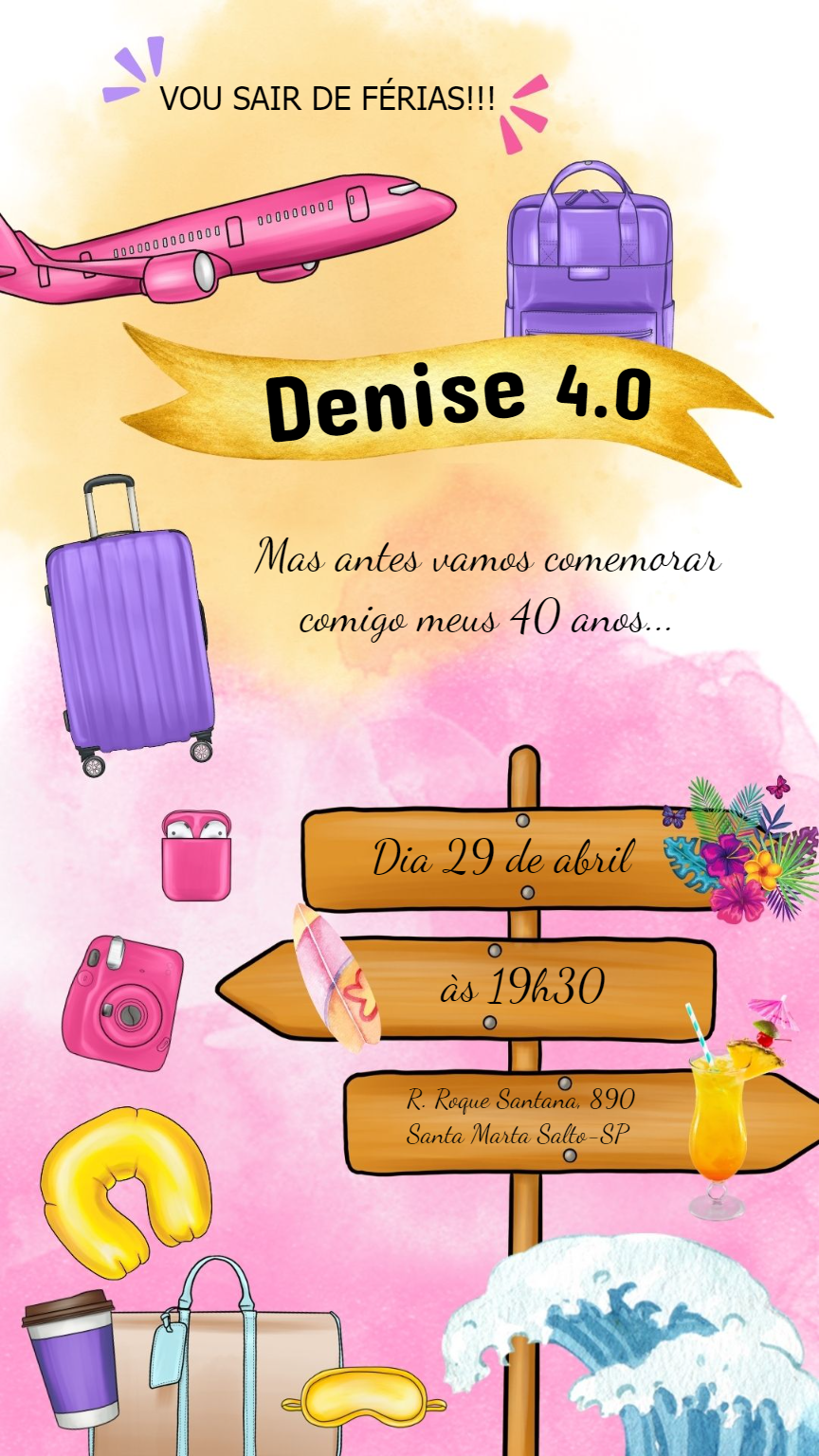 Convite de Aniversário Tema Férias para Editar e Enviar Online Convite de Aniversário Tema Férias para Editar e Enviar Online