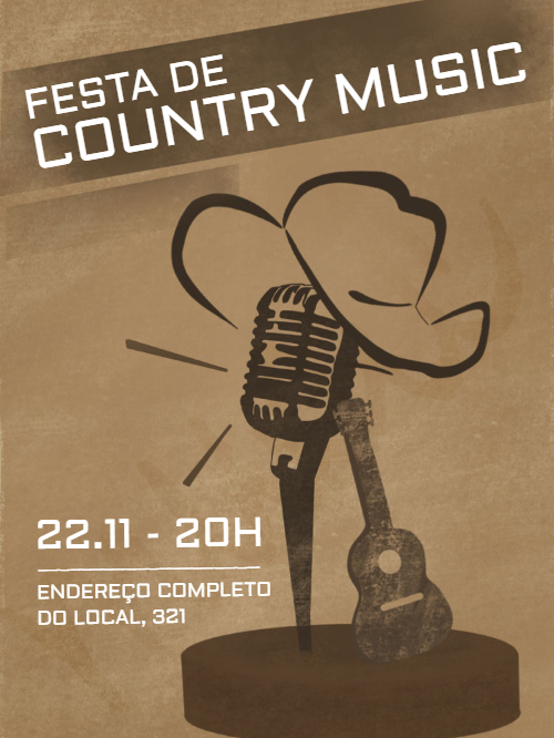 Convite Editável Online para sua Festa Country Music Convite Editável Online para sua Festa Country Music