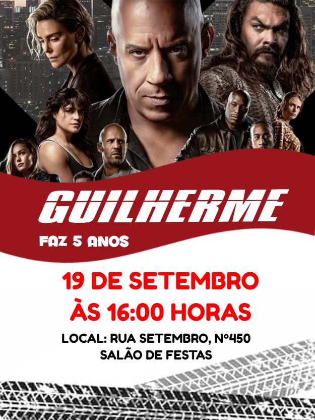 Convite de Aniversário Velozes e Furiosos para Editar Online Convite de Aniversário Velozes e Furiosos para Editar Online