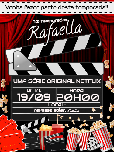 Convite Aniversário Netflix Estilo Série para Editar Online