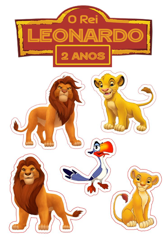 Topo de Bolo O Rei Leão com Personagens para Editar e Imprimir Topo de Bolo O Rei Leão com Personagens para Editar e Imprimir