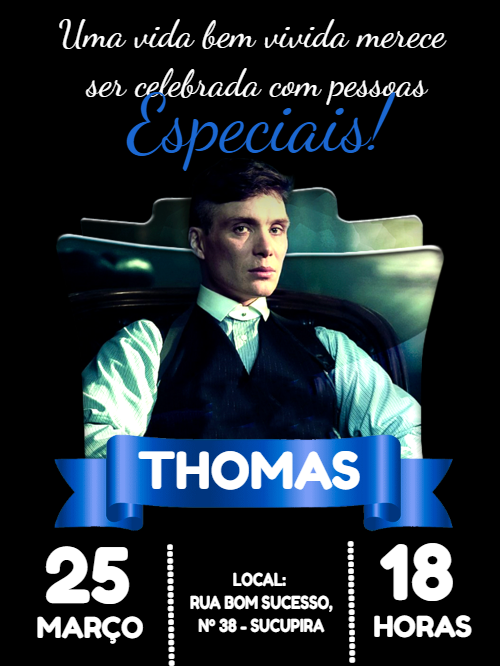 Convite de Aniversário Peaky Blinders para Editar Online Convite de Aniversário Peaky Blinders para Editar Online