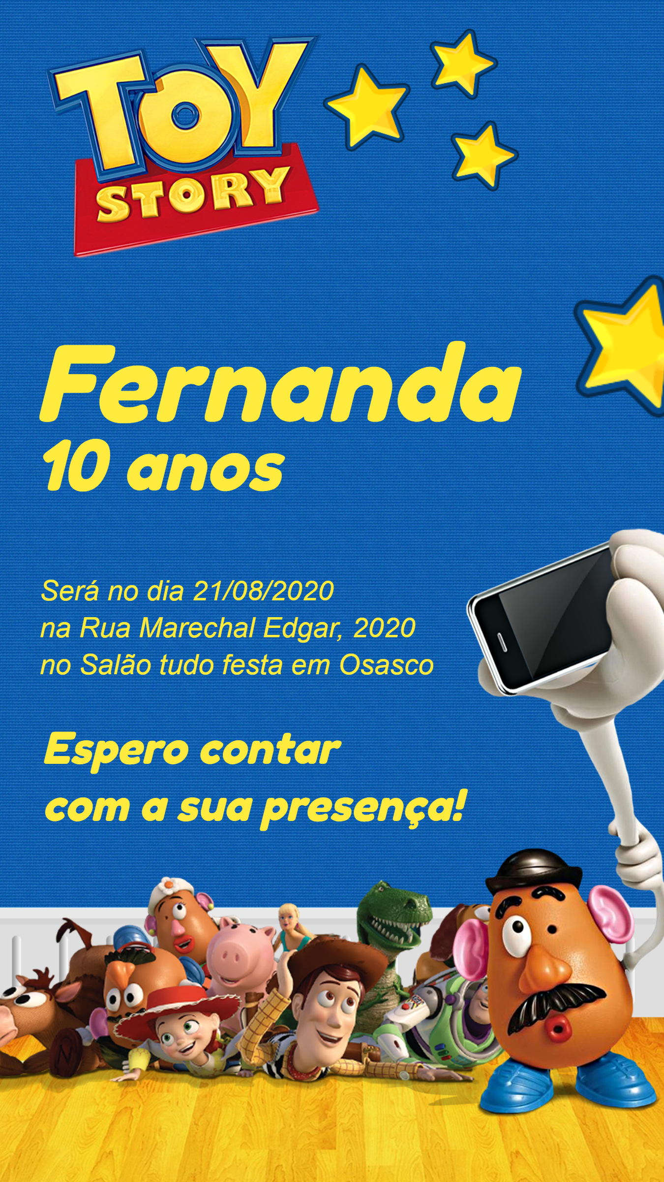 Convite de Aniversário Toy Story com Personagens para Editar Convite de Aniversário Toy Story com Personagens para Editar