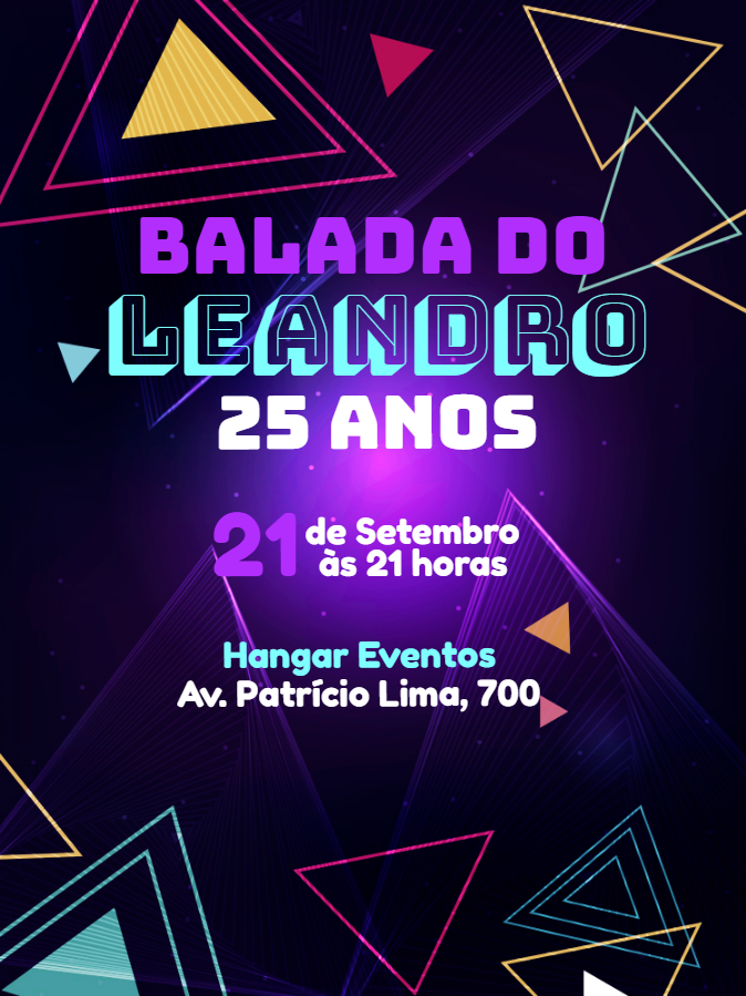 Convite de Aniversário Balada Neon para Editar Online Convite de Aniversário Balada Neon para Editar Online