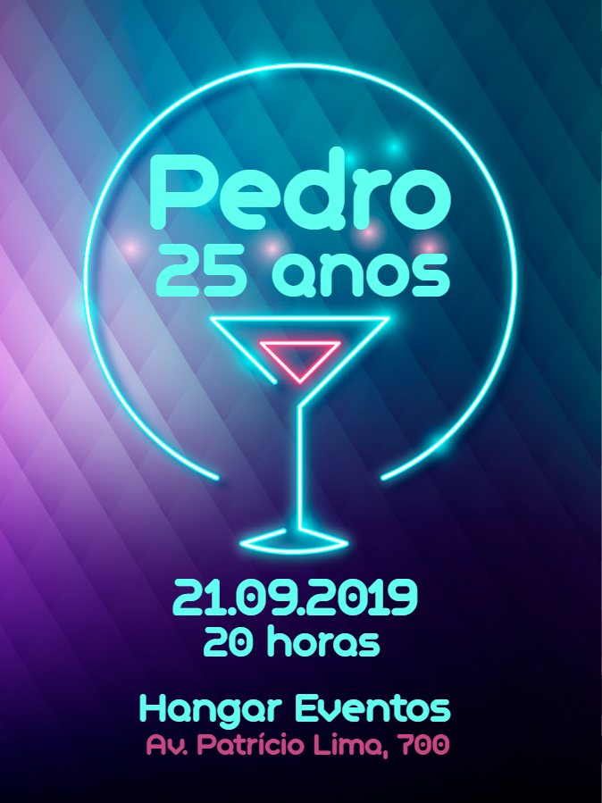 Convite de Aniversário Neon Drinks para Editar Online Convite de Aniversário Neon Drinks para Editar Online