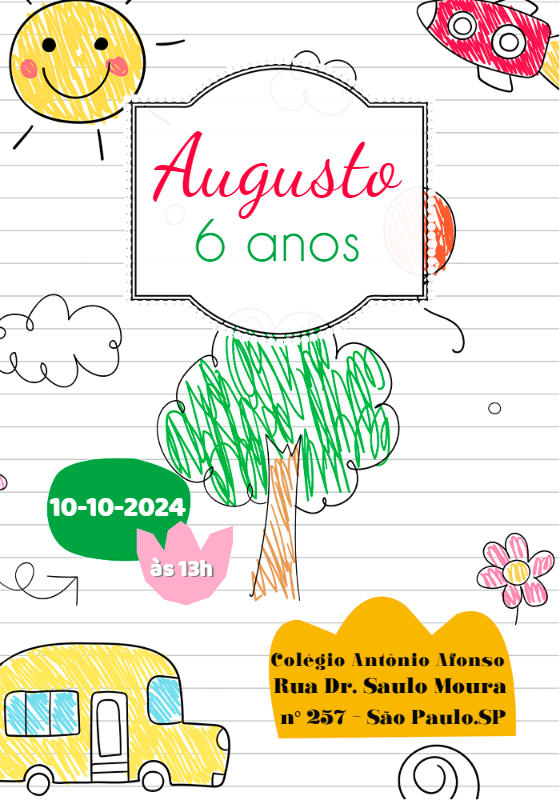 Convite Aniversário Desenho de Criança para Editar Online Convite Aniversário Desenho de Criança para Editar Online