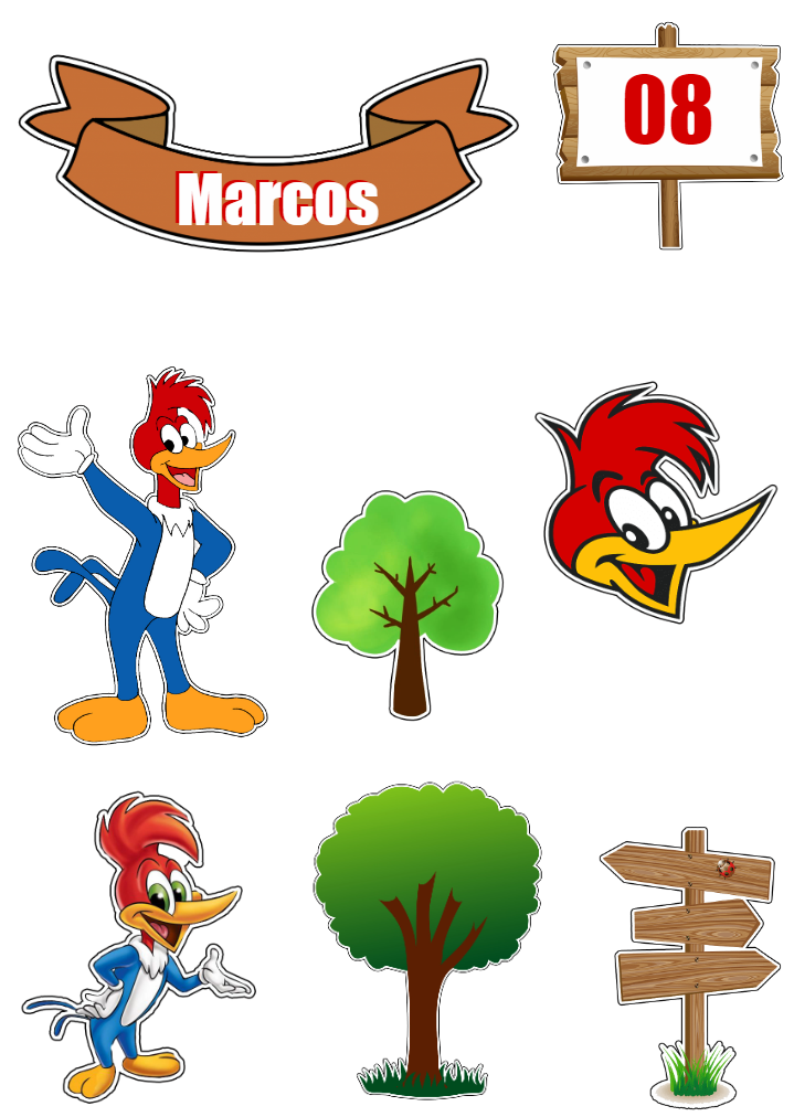 Topo de Bolo Aniversário Pica Pau para Editar e Imprimir Topo de Bolo Aniversário Pica Pau para Editar e Imprimir