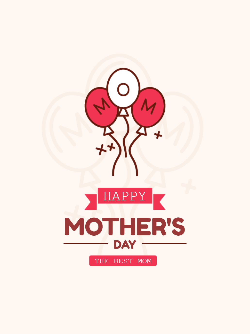 Cartão de Dia das Mães com Balões para Editar Online Cartão de Dia das Mães com Balões para Editar Online