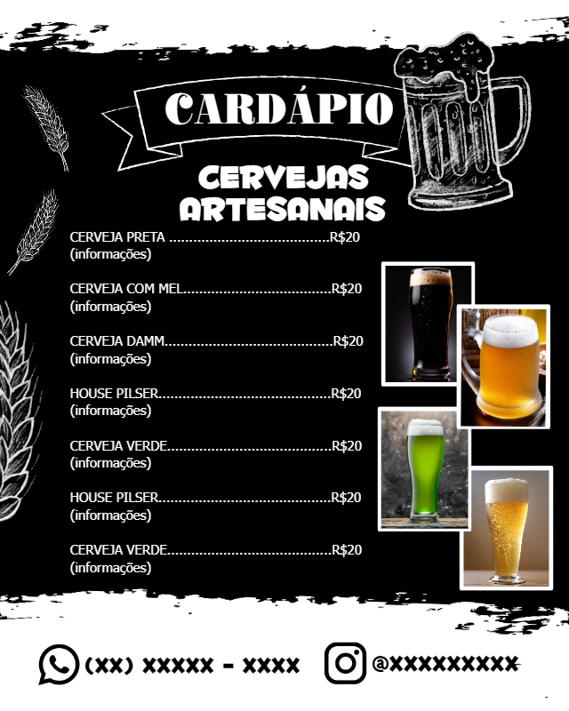 Cardápio de Cervejaria com Fotos para Editar Online Cardápio de Cervejaria com Fotos para Editar Online