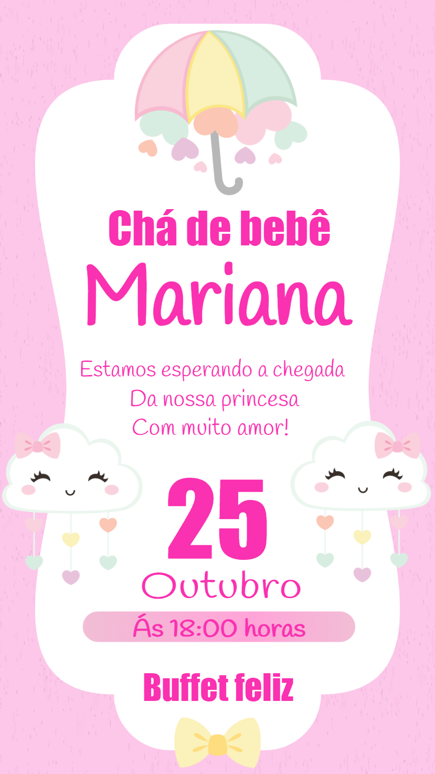 Convite Chá de Bebê Chuva de Bençãos para Editar Online Convite Chá de Bebê Chuva de Bençãos para Editar Online