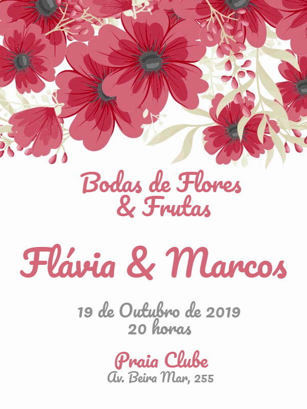 Convite de Bodas de Flores e Frutas Floral para Editar Online Convite de Bodas de Flores e Frutas Floral para Editar Online