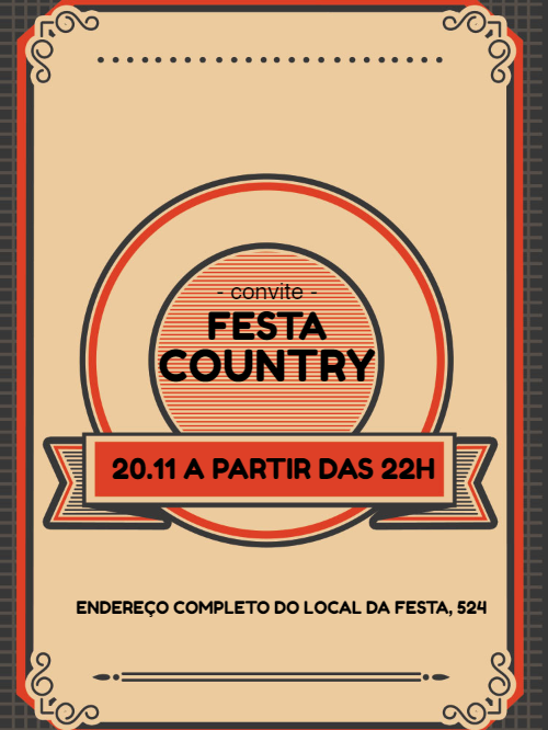 Convite de Festa Country Rústico para Editar Online Convite de Festa Country Rústico para Editar Online