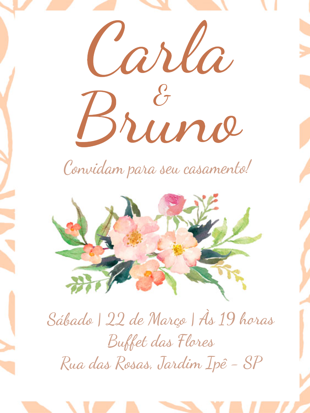 Convite de Casamento Floral Aquarela para Editar Online Convite de Casamento Floral Aquarela para Editar Online